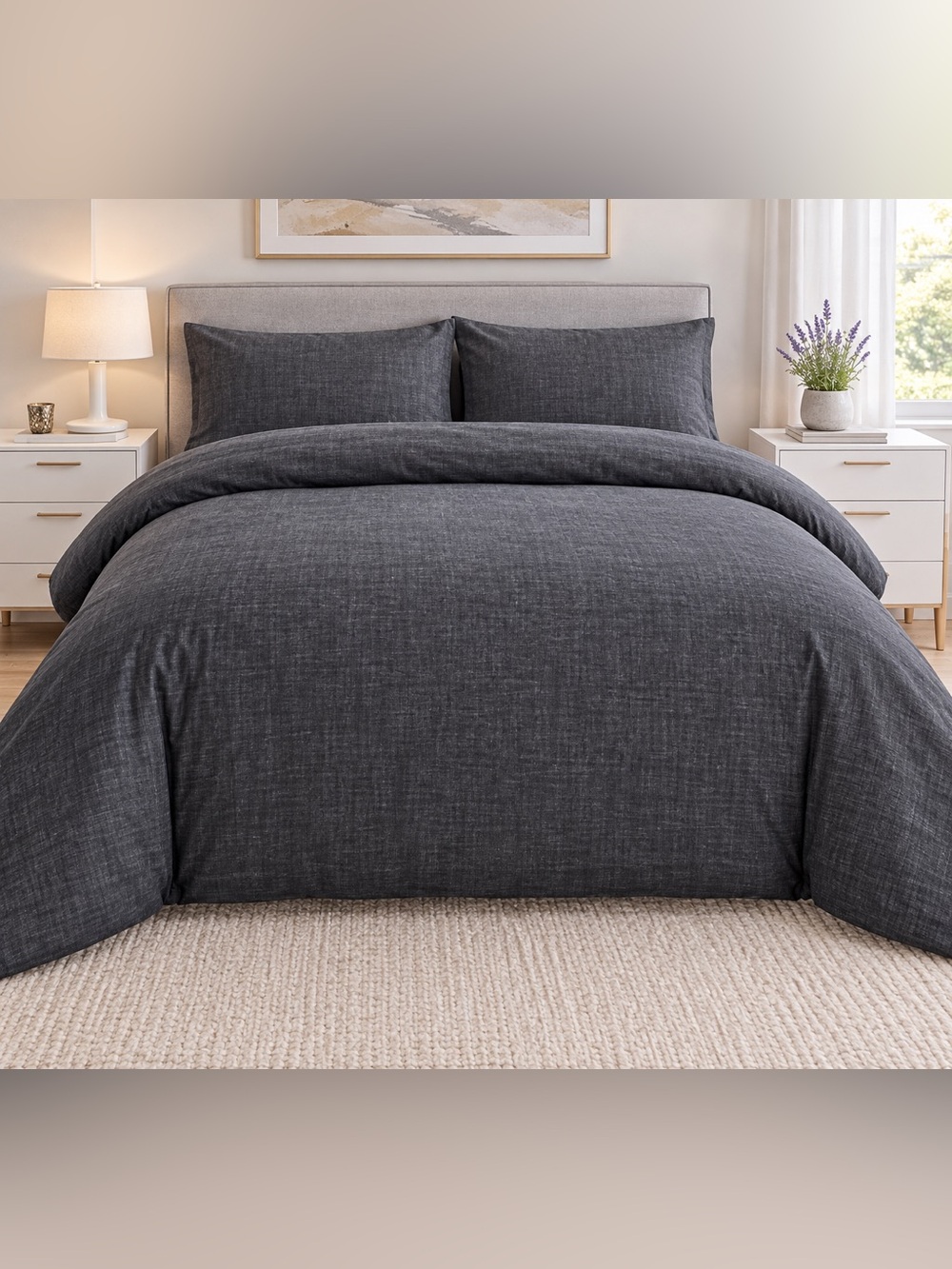 Classic Charcoal Duvet Cover Set - Dark Gray